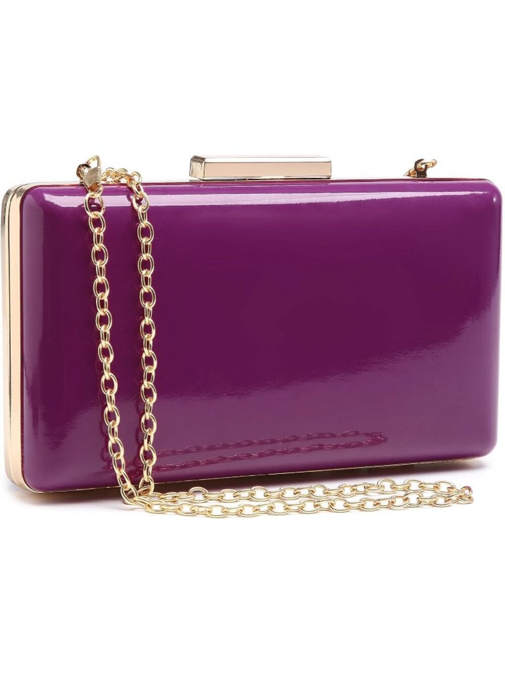 〽️Womens Purple Clutch Purse Handbag Evening Detachable Chain Strap Wedding Prom